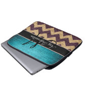 Monogramm-blauer Zickzack Laptopschutzhülle (Vorne Knopf)