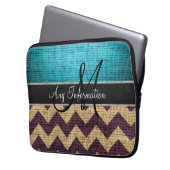 Monogramm-blauer Zickzack Laptopschutzhülle (Vorderseite Links)