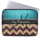 Monogramm-blauer Zickzack Laptopschutzhülle (Vorderseite)