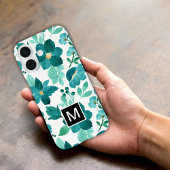 Monogramm blaues Blumenmuster iPhone-Hülle iPhone 16 Hülle