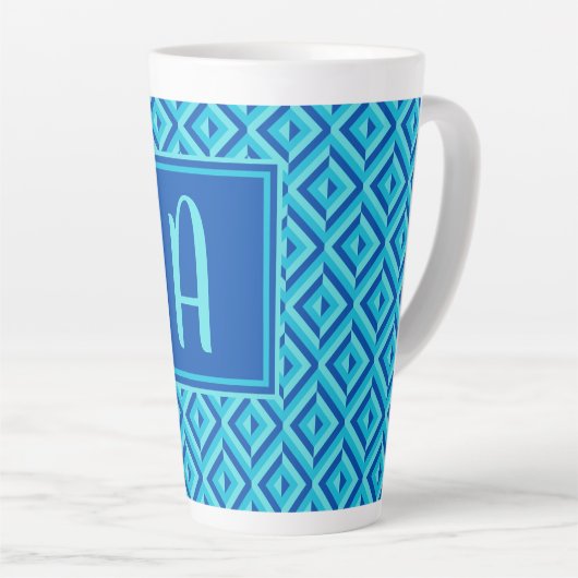 Monogramm blaues Dreikantmuster Milchtasse (Rechte Ecke)