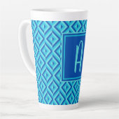Monogramm blaues Dreikantmuster Milchtasse (Linke Ecke)