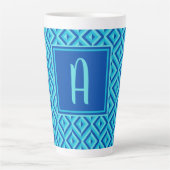 Monogramm blaues Dreikantmuster Milchtasse (Vorderseite)