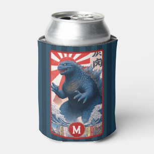 Monogramm Blaues Eidechsen-Monster Fett Retro Cool Dosenkühler