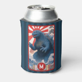 Monogramm Blaues Eidechsen-Monster Fett Retro Cool Dosenkühler (Kanne Rückseite)