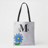 Monogramm-blaues Gänseblümchen Tasche (Vorderseite)