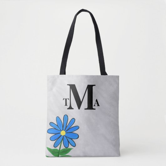 Monogramm-blaues Gänseblümchen Tasche (Vorderseite)