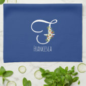 Monogramm blaues Küchentuch als Einzugsgeschenk (Gefaltet)
