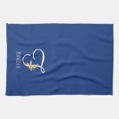 Monogramm blaues Küchentuch als Einzugsgeschenk (Horizontal)