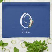 Monogramm blaues Küchentuch als Einzugsgeschenk (Gefaltet)