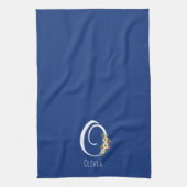 Monogramm blaues Küchentuch als Einzugsgeschenk (Vertikal)