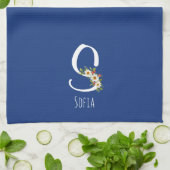 Monogramm blaues Küchentuch als Einzugsgeschenk (Gefaltet)