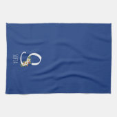 Monogramm blaues Küchentuch als Einzugsgeschenk (Horizontal)