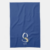 Monogramm blaues Küchentuch als Einzugsgeschenk (Vertikal)