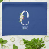 Monogramm blaues Küchentuch als Geschenk zur Einwe (Gefaltet)