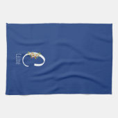 Monogramm blaues Küchentuch als Geschenk zur Einwe (Horizontal)