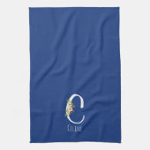 Monogramm blaues Küchentuch als Geschenk zur Einwe (Vertikal)