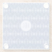 Monogramm blaues Radmuster Glasuntersetzer (Rückseite)