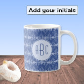 Monogramm blaues Radmuster Kaffeetasse
