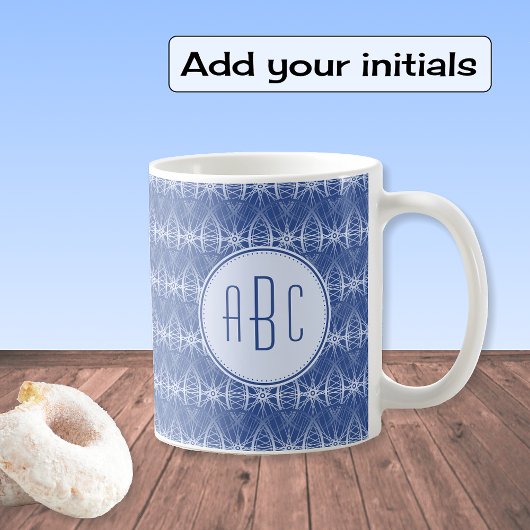 Monogramm blaues Radmuster Kaffeetasse