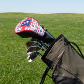 Monogramm | blaues u. korallenrotes Blumenmuster Golf Headcover (In SItu)