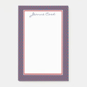 Monogramm-blaues u. rotes Quatrefoil Gitter-Muster Post-it Klebezettel (Vorderseite)