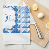 Monogramm-blaues u. weißes griechisches geschirrtuch (Viertel Falte)