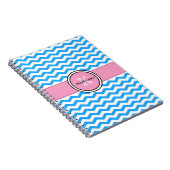 Monogramm-blaues Zickzack und rosa gewundenes Notizblock (Rechte Seite)