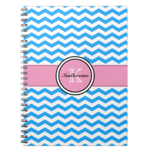 Monogramm-blaues Zickzack und rosa gewundenes Notizblock