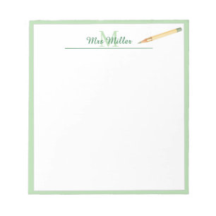 Monogramm Bleistift Personalisierter Lehrer Notizb Notizblock