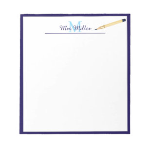 Monogramm Bleistift Personalisierter Lehrer Notizb Notizblock