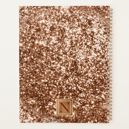Monogramm-Blindname für Kupfer-Glitzer Planer (Rückseite)