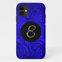 Monogramm Bling Letter E Blauer Swirbel Hintergrun