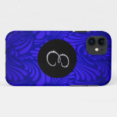 Monogramm Bling Letter E Blauer Swirbel Hintergrun Case-Mate iPhone Hülle (Rückseite (Horizontal))