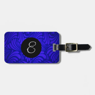Monogramm Bling Letter E Blauer Swirbel Hintergrun Gepäckanhänger