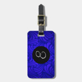 Monogramm Bling Letter E Blauer Swirbel Hintergrun Gepäckanhänger (Vorderseite vertikal)