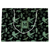 Monogramm-Block für Steampunk-Verdigris-Gänge Große Geschenktüte (Vorderseite)