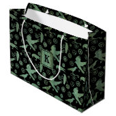 Monogramm-Block für Steampunk-Verdigris-Gänge Große Geschenktüte (Rückseite Schrägansicht)