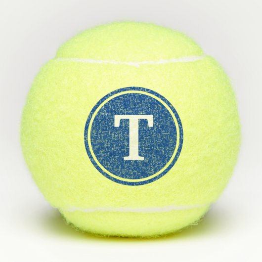 Monogramm Blue Dot Serif Tennisbälle (Vorderseite)
