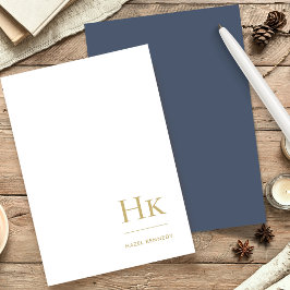 Monogramm | Blue Gold Elegant Personalisiert Briefpapier