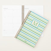 Monogramm Blue Green und Creme Streifen Planer (Anzeige)