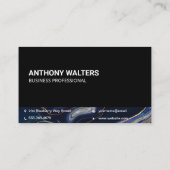 Monogramm | Blue Lila Gold Marble Visitenkarte (Rückseite)