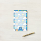 Monogramm | Blue Orange Green Dinosaurier Post-it Klebezettel (Auf Schreibtisch)