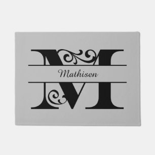 Monogramm Blüh Buchstaben M mit Name Doormat Fußmatte