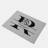 Monogramm Blüh Letter R mit Name Doormat Fußmatte (Schrägansicht)