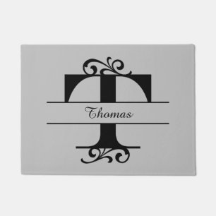 Monogramm Blüh Letter T mit Name Doormat Fußmatte
