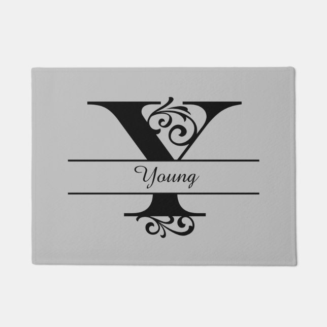 Monogramm Blüh Y mit Name Doormat Fußmatte (Vorderseite)