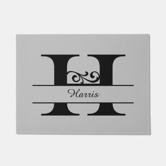 Monogramm Blühte Buchstaben H mit Name Doormat Fußmatte (Vorderseite)