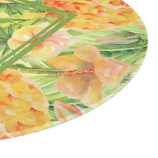 Monogramm Blume Ananas Schneidebrett (Ecke)