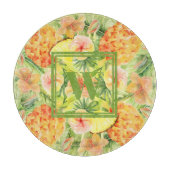 Monogramm Blume Ananas Schneidebrett (Vorderseite)